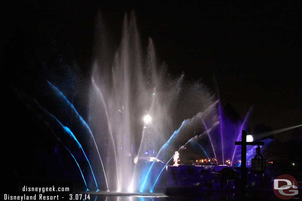 Time for Fantasmic! and a side view of the new fountains.