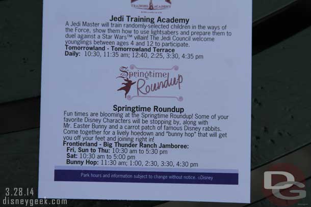 On the time schedule the Sprintime Roundup is on the bottom including the Bunny Hop times.