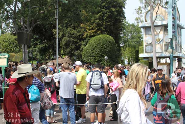 An extended queue for Storybookland went out into the parade route.