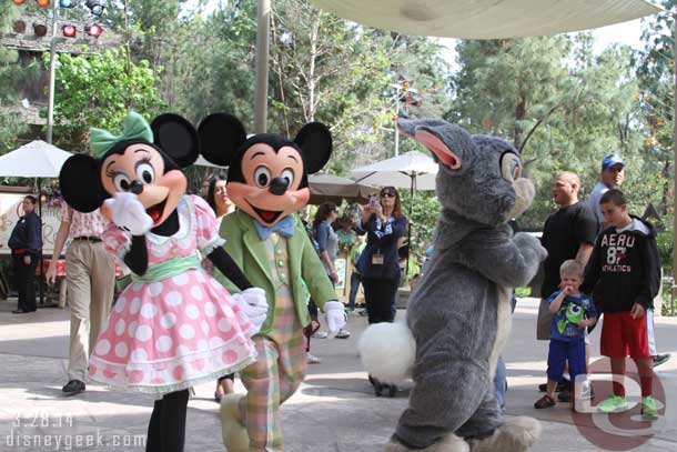 Mickey and Minnie arriving for pictures.