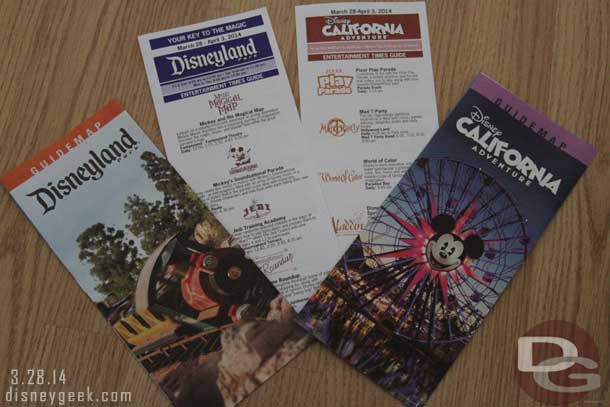 Forgot to mention earlier. DCA also has a new guidemap cover.  Here is a look a the current guidemaps and time schedules.