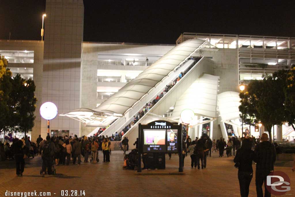 It was around 10pm when I reached the garage.  The escalators and elevators were all offline still.  You had to hike the steps or escalator to reach your level.