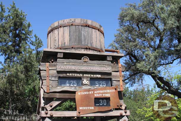 The Big Thunder waits have returned to normal, at least this afternoon.