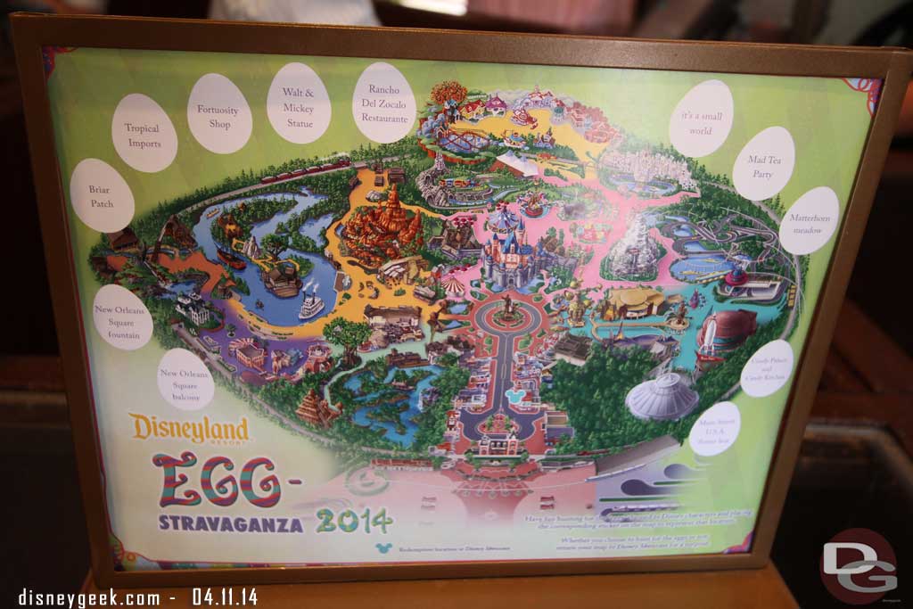 A closer look at the map.  This update is spoiler free in case you are planning a visit to search for the eggs.   I will be posting a separate update featuring all 24 eggs (12 from each park) for those that are not planning on participating and want to see them.