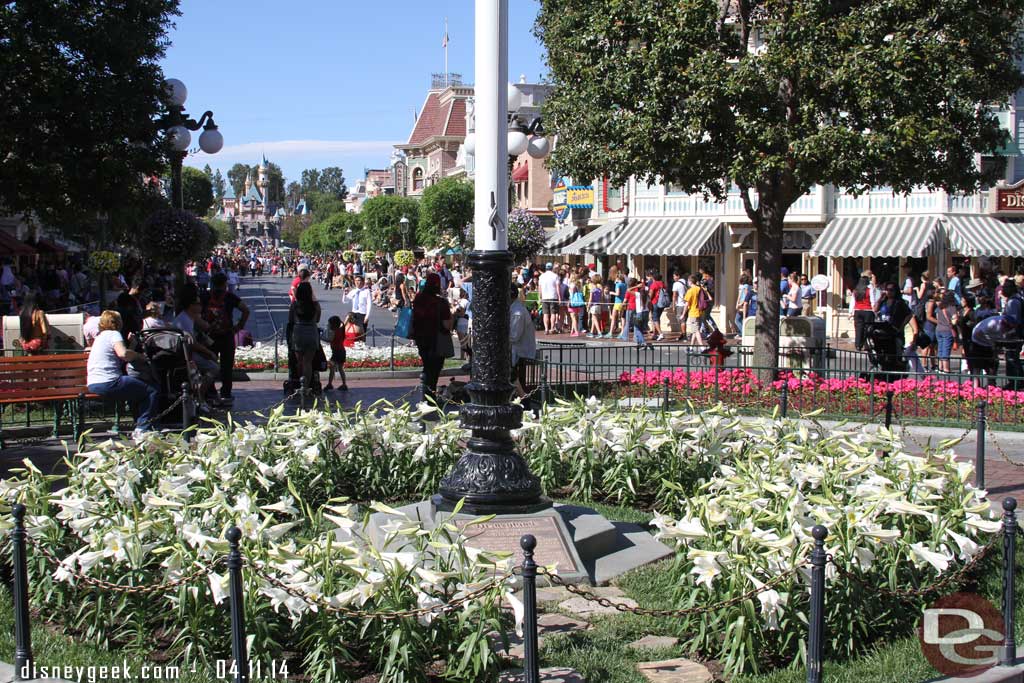 The flag pole base/plaque planter in Town Square.