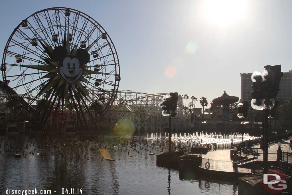 Out on Paradise Bay they were preparing for World of Color with some fountain testing going on.