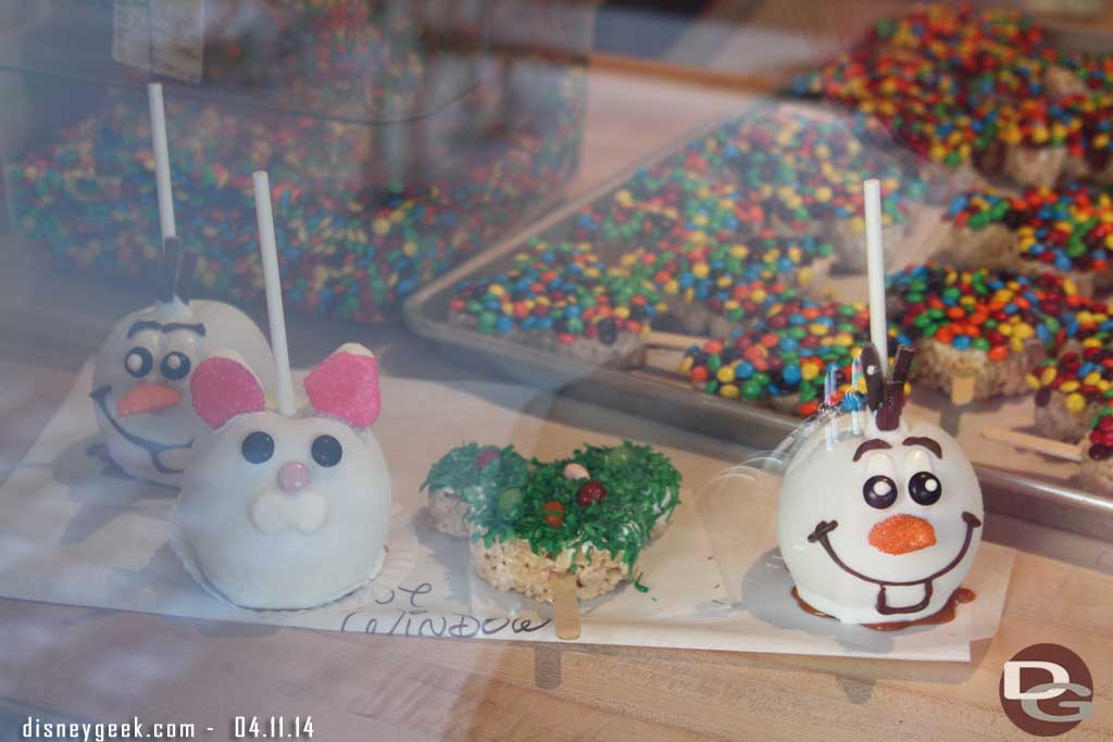 Some treats in the Trolley Treats window.