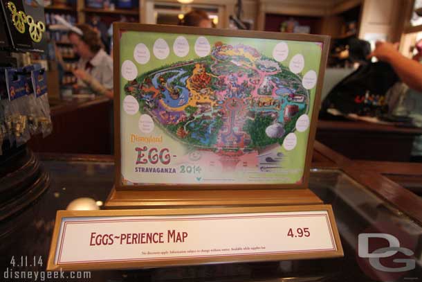 The 2014 Egg Stravaganza runs from April 10-14 and includes both Disneyland and DCA this year.  The maps are $4.95 each (different map for each park).  The prize at the end is an egg to take home.