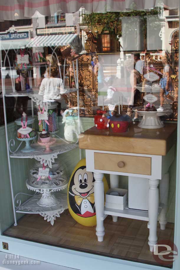 Mickey in the Candy Palace window on Main Street.