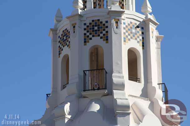 He is way up in the Tower of the Carthay Circle Restaurant.