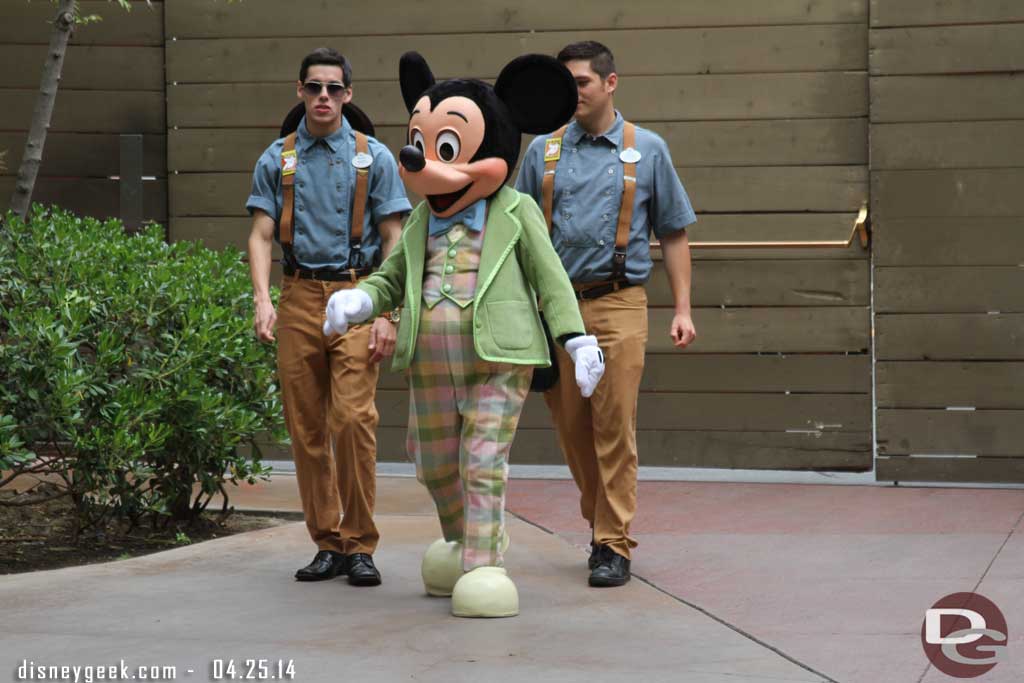 Mickey also arrived as the two rabbits left.