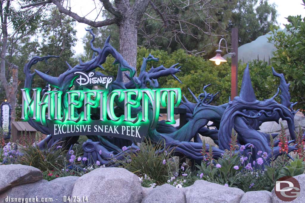 The Maleficent sign lights were on.