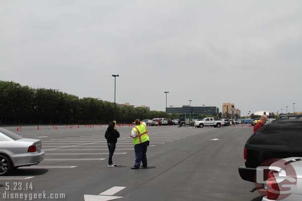 After taking the scenic tour of the perimeter of the Disneyland Resort I was eventually directed into a spot at the far side of the Bambi parking lot (this is the cast member lot off of Katella).  In this picture the Toy Story lot is over those trees.  The Disneyland Resort is to the right of the convention center in the distance.