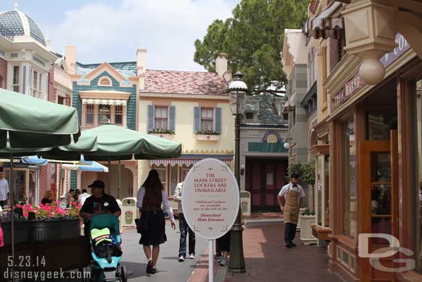 The lockers are closed as they start to work on a new walkway backstage to help with the crowds on Main Street.