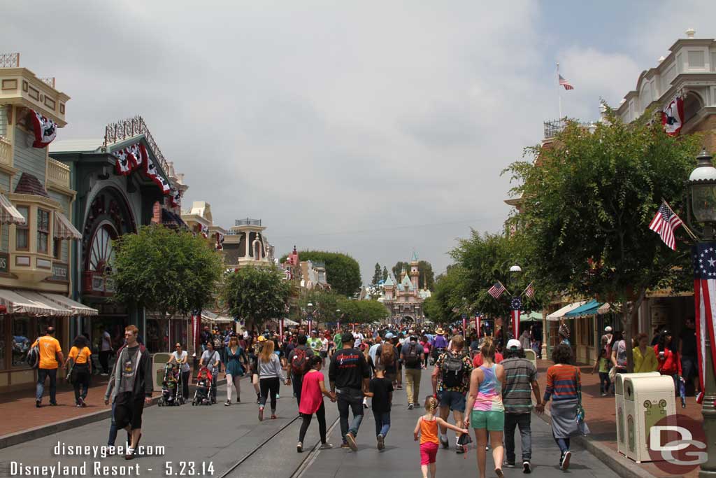 Main Street was decked out for the summer with its traditional red, white, and blue.   There were a lot of guests but it was not overly crowded.