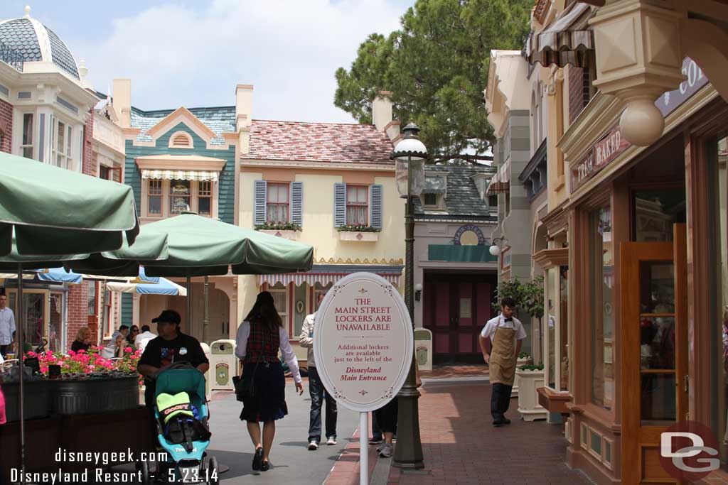 The lockers are closed as they start to work on a new walkway backstage to help with the crowds on Main Street.