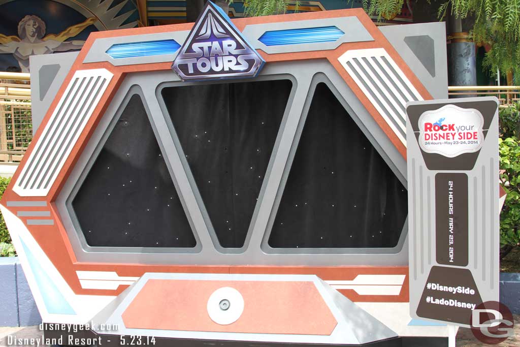 A Star Tours photo op near Innoventions.  Assuming at some point characters will be out.  For now just a static backdrop.