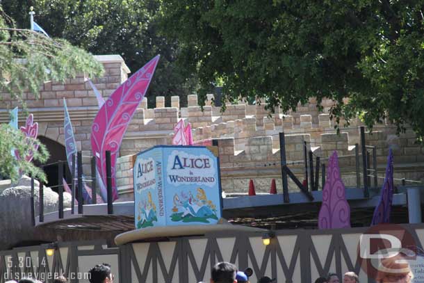 A check of Alice in Wonderland from the ground as work continues on the exterior track.