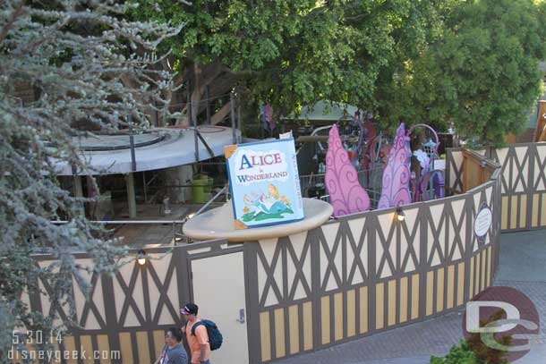 Time to check in on Alice in Wonderland work.  Looks like they poured the concrete for the new, extended, walkway.