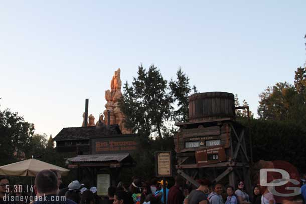 Big Thunder.  An hour standby.  The rest of my group used their FastPass and total time was under 15 minutes from entrance to exit.