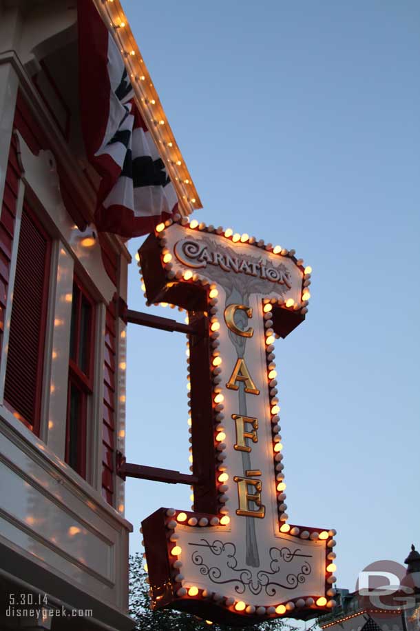 Back to Main Street.. Carnation Cafe sign