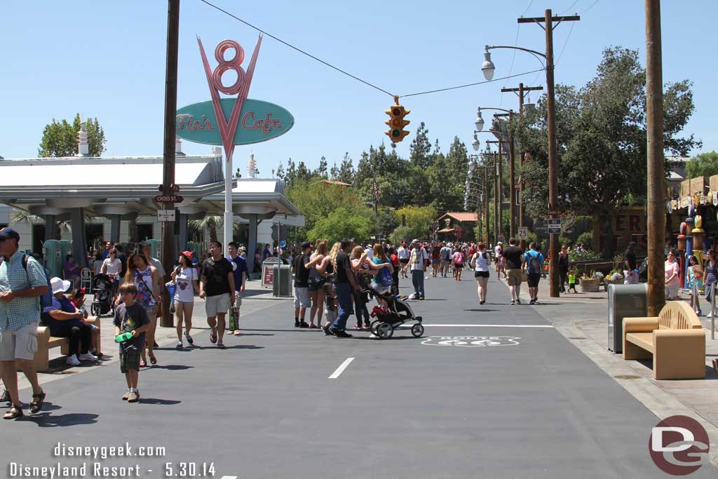 Looking up Route 66 in Cars Land