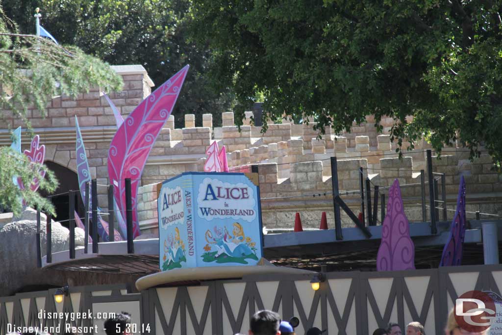 A check of Alice in Wonderland from the ground as work continues on the exterior track.