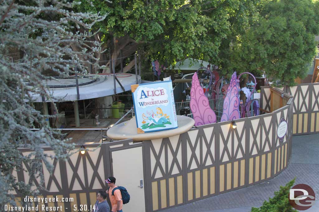 Time to check in on Alice in Wonderland work.  Looks like they poured the concrete for the new, extended, walkway.