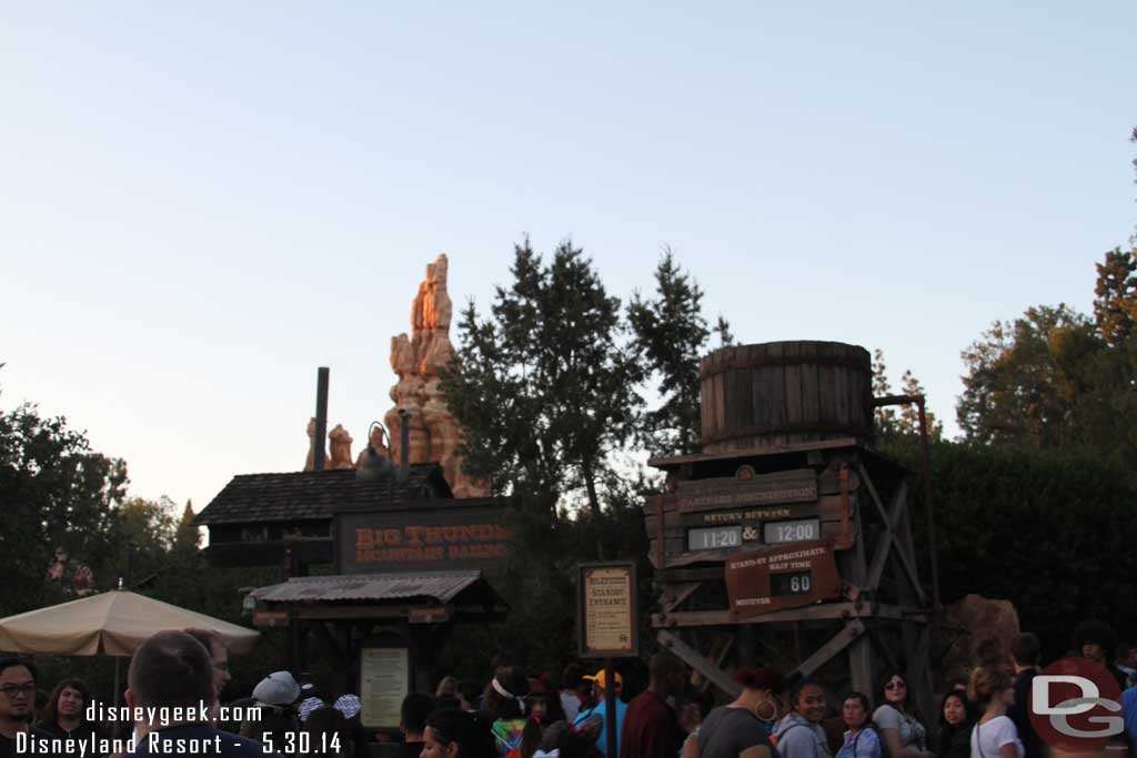 Big Thunder.  An hour standby.  The rest of my group used their FastPass and total time was under 15 minutes from entrance to exit.