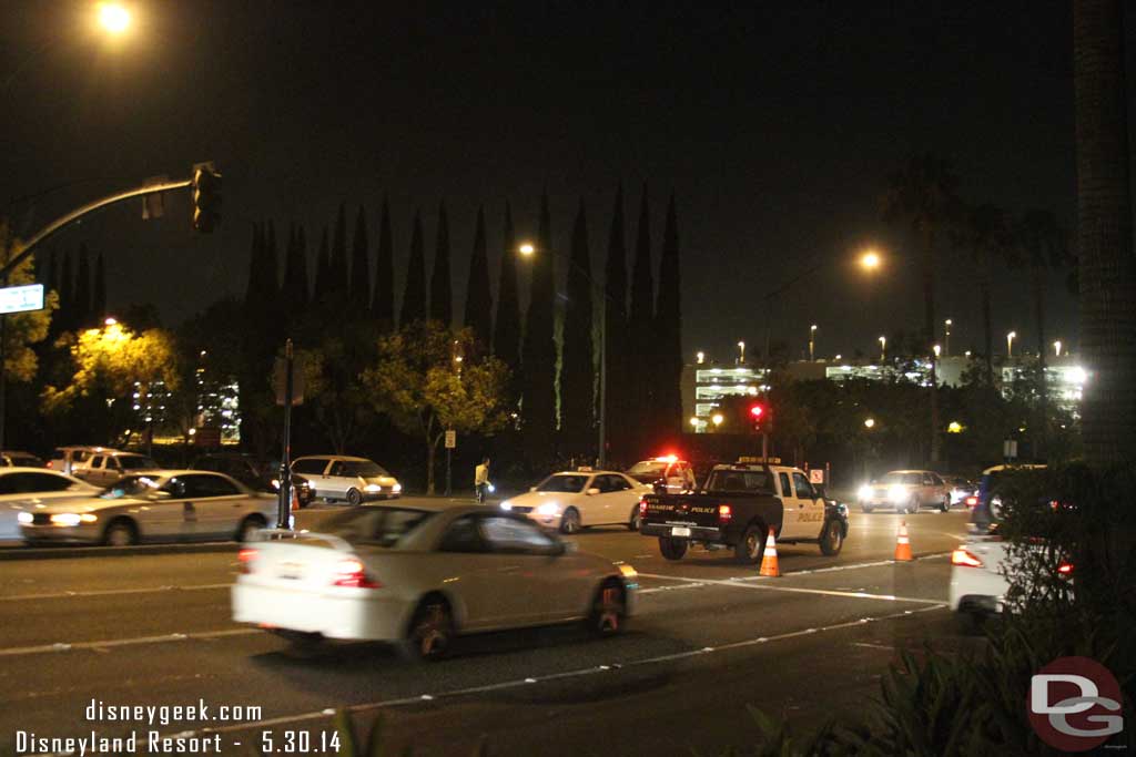 Magic Way was closed and all cars coming into Downtown Disney were being directed down the street.  Guessing the Simba lot.