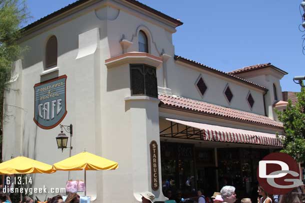 The awning is back at the Fiddler, Fifer & Practical Cafe