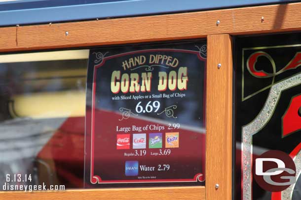 The current Corn Dog Wagon menu.