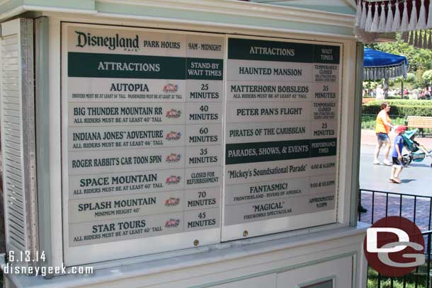 Disneyland waits around 2:15pm