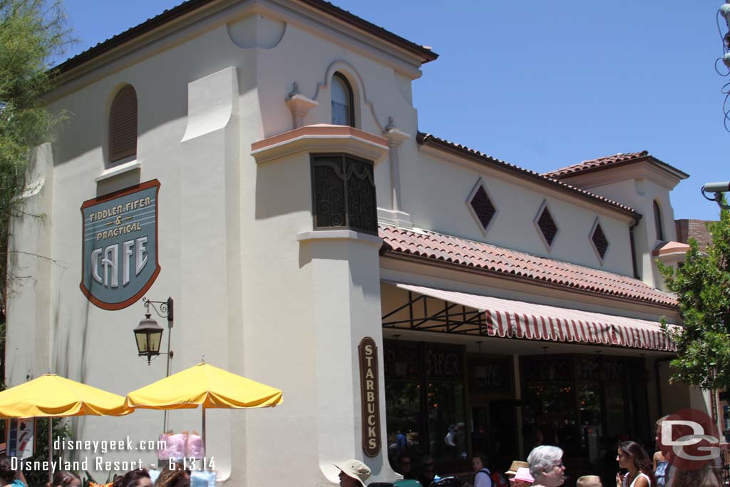 The awning is back at the Fiddler, Fifer & Practical Cafe