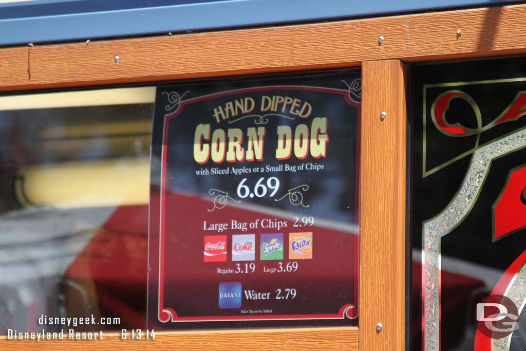 The current Corn Dog Wagon menu.