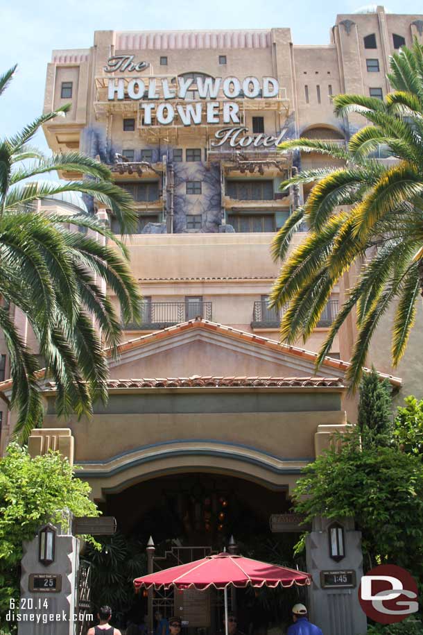 Tower of Terror was back in operation today.  And with no Grad Nite only a 25 min wait.