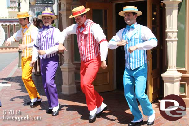 The Dapper Dans of Disneyland performing in the Good Old Summer Time on Main Street USA  (I posted a quick Instagram video)