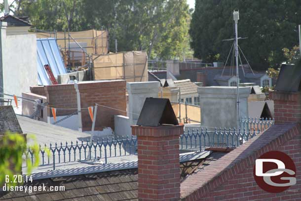 Work is nearing completion on the rooftops of New Orleans Square.