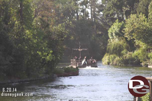 The Fantasmic techs heading up river.