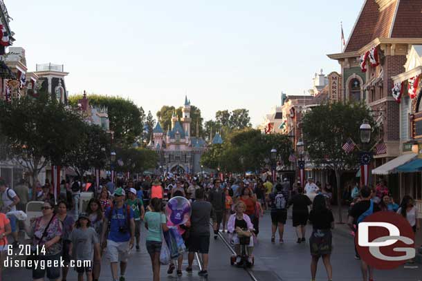 Main Street USA as the sun is setting.