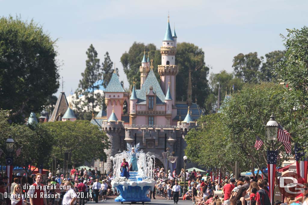 The Frozen pre-parade making its way onto Main Street USA.  Note it only runs before the 4:00pm Soundsational Parade.