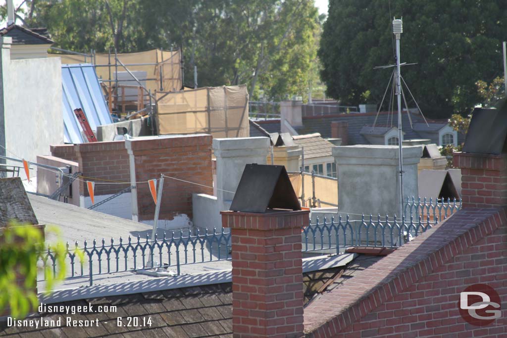 Work is nearing completion on the rooftops of New Orleans Square.