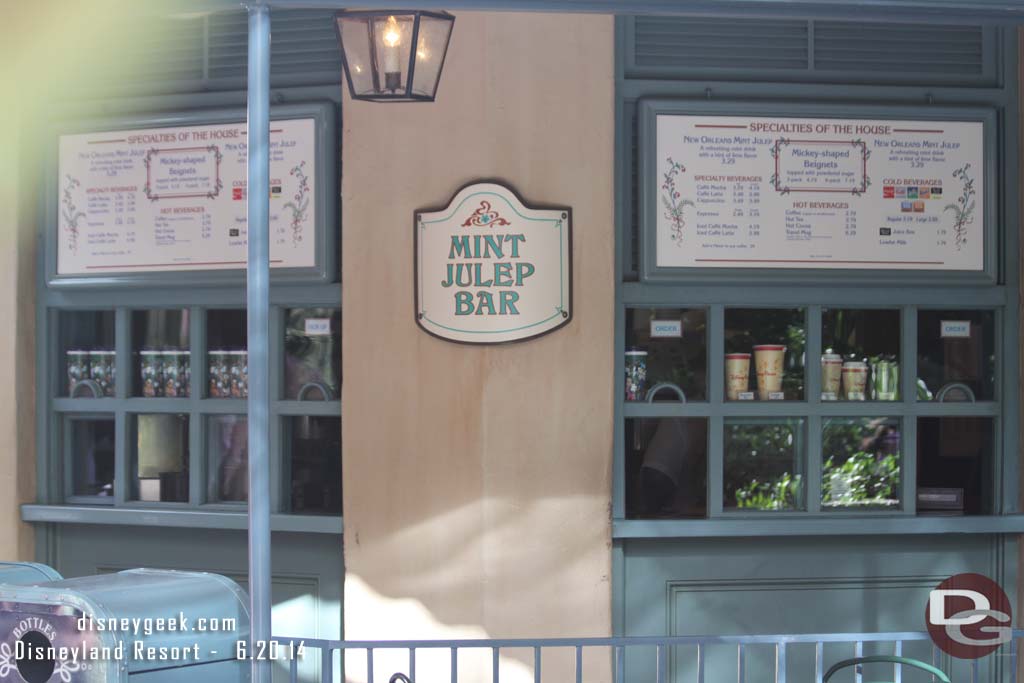 Continuing the look at the menus..the Mint Julep Bar