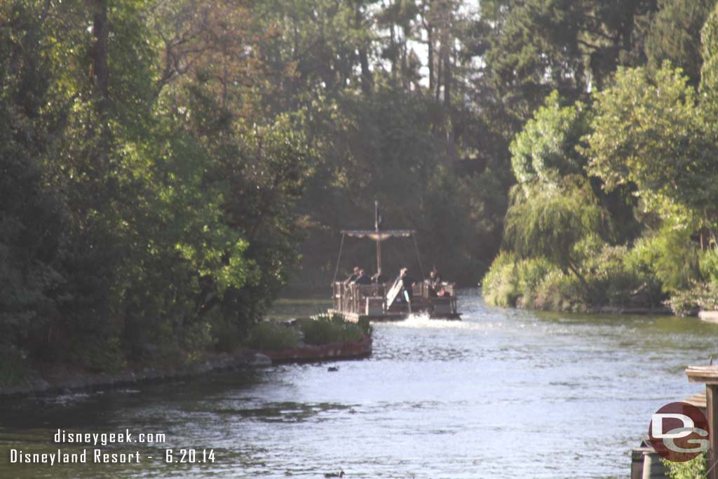 The Fantasmic techs heading up river.