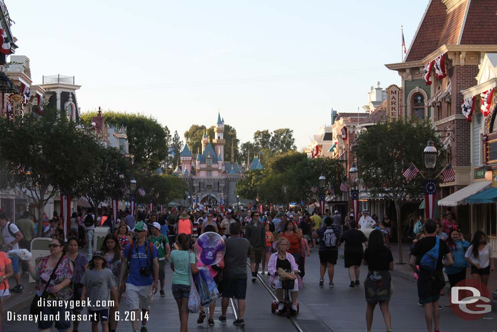 Main Street USA as the sun is setting.