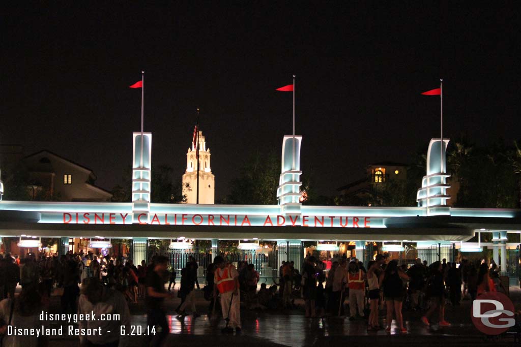 Heading back to the tram to end my evening.  A last look at Disney California Adventure.