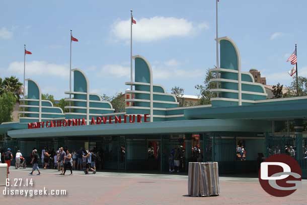 First stop today Disney California Adventure.  The lamp post is still missing out front.