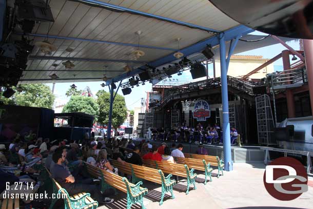 The 2014 All-American College Band 1:50pm performance at the Hollywood Backlot Stage.  The audience was full this week.  Wonder if it has to do with the fact the band is now listed in the DCA guide as a Dont Miss with the show time.