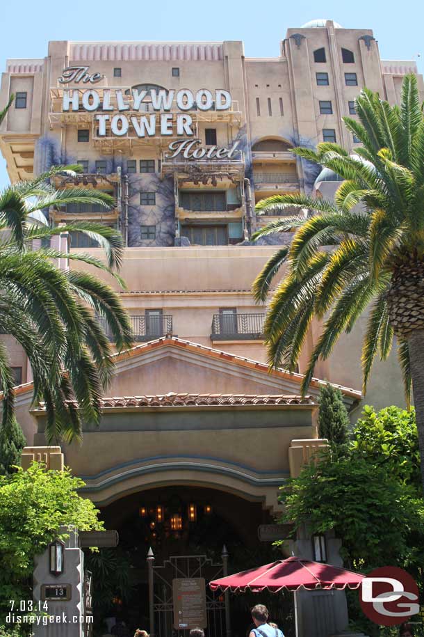 Only a 13 minute wait posted for Tower of Terror.