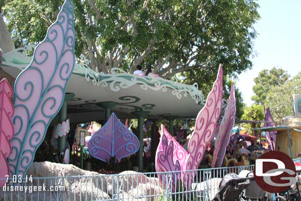 Alice in Wonderland officially reopens July 4th.  But today it was in a soft opening mode.  A look at the newly expanded outdoor section of the track.